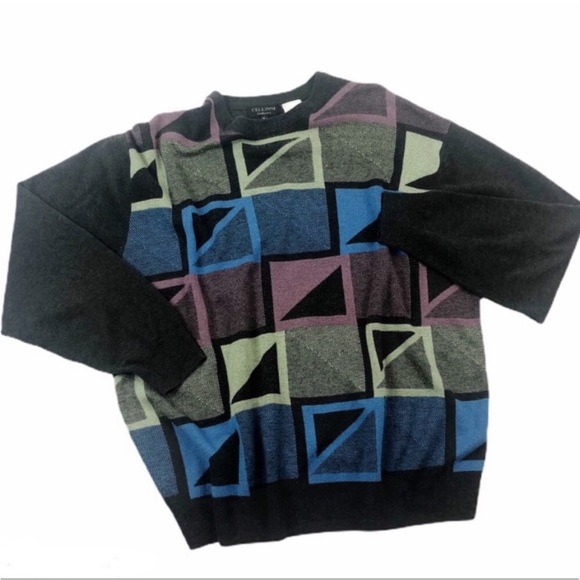 Vintage Sweaters - Vintage Slouchy Sweater Cellinni Sweatshirt SOFT Large Color Block Old School